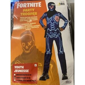 Fortnite Party Trooper Costume Size youth Large 10-12 Halloween Cosplay Jeunesse